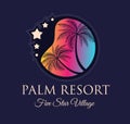 Creative Palm Resort Logodesign for tropical Village brand identity Royalty Free Stock Photo