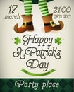 Creative Pamphlet, Banner or Flyer design with illustration of Leprechaun legs for St. Patrick s Day Party celebration.