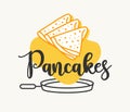 Creative Pancake logo. Emblem for a restaurant or cafe. Morning breakfast sign