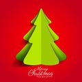 Creative paper Christmas tree on red background. simple Royalty Free Stock Photo