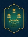 Creative party poster of ramadan kareem invitation with golden moon and lantern