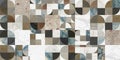 Creative patchwork pattern stone ceramic wallpaper design. White marble