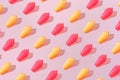 Creative pattern ice cream vanilla and strawberry cone pastel pink background Royalty Free Stock Photo