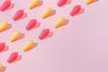Creative pattern ice cream vanilla strawberry cone pink background copy space Royalty Free Stock Photo