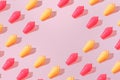 Creative pattern ice cream vanilla strawberry cone pink background copy space Royalty Free Stock Photo