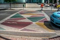 Creative pedestrian crossing across the road in Tirana