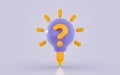 Creative Pencil with attached lightbulb question mark icon on a minimal background 3d render