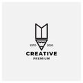 Creative pencil or ballpoint modern line logo design