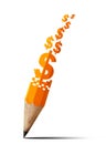 Creative pencil with dollar money sign.