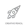 creative pencil rocket linear icon. Modern outline creative penc