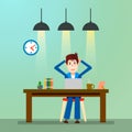 Creative people. Freelancer. Happy Working man. Vector illustration