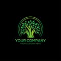 Creative people green tree logo design