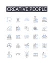 Creative people line icons collection. Innovative thinkers, Artistic minds, Original geniuses, Imaginative souls