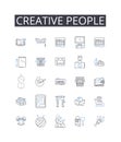 Creative people line icons collection. Innovative thinkers, Artistic minds, Original geniuses, Imaginative souls