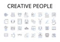 Creative people line icons collection. Innovative thinkers, Artistic minds, Original geniuses, Imaginative souls