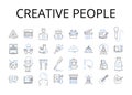 Creative people line icons collection. Innovative thinkers, Artistic minds, Original geniuses, Imaginative souls