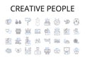 Creative people line icons collection. Innovative thinkers, Artistic minds, Original geniuses, Imaginative souls