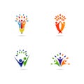 Creative People Partner Logo Design Set Royalty Free Stock Photo
