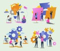 Creative people vector man woman character working together at office illustration set of teamwork ideas brainstorming Royalty Free Stock Photo