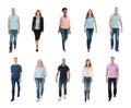 Creative People Walking Over White Background Royalty Free Stock Photo