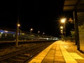 Creative perspective on a railstation in the night