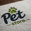 Creative pet store logo design with unique printed text effect Royalty Free Stock Photo