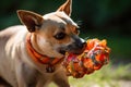 creative pet toy made of recycled materials, such as old soda bottles and rubber bands Royalty Free Stock Photo