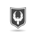 Creative Phoenix Bird Shield Logo with shadow Royalty Free Stock Photo