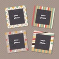 Creative photo frames with art texture. Decorative picture frame borders for family portraits