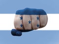 Creative photo of a hand with the national flag of Honduras