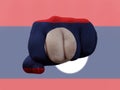 Creative photo of a hand with the national flag of Laos