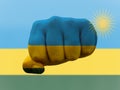 Creative photo of a hand with the national flag of Rwanda