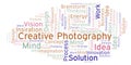 Creative Photography word cloud, made with text only.