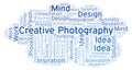 Creative Photography word cloud, made with text only.