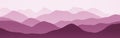 Creative pink wide of hills slopes in fog cg background texture illustration