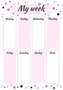 Creative planner MY WEEK with black and pink glitter paillette.