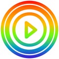 A creative play button circular in rainbow spectrum