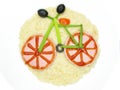 Creative porridge bicycle shape