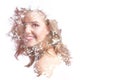 Creative portrait double exposure effect. Royalty Free Stock Photo