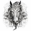 creative portrait horse portrait similar in tattoostyle ai generated