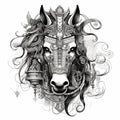 creative portrait horse portrait similar in tattoostyle ai generated