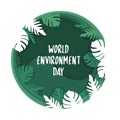 Creative Poster Or Banner Of World Environment Day. 3d paper cut eco friendly design. Vector illustration. Paper carving layer Royalty Free Stock Photo