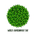 Creative Poster Or Banner Of World Environment Day with green leaves Earth ball
