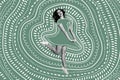 Creative poster collage of dancing lovely attractive young female green background ornament pattern surrealism doodle
