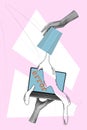 Creative poster collage of pour water netbook technology error broken computer repair service unusual fantasy billboard