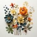 Creative poster collage, Retro floral poster made in style of 1970s vintage botanical photo