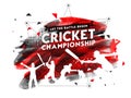 Creative poster or flyer design with cricket player in different playing action on abstract red background.