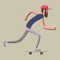 Creative poster or flyer with line skateboard man and beautiful paper cut effect vector