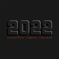 Creative poster 2022 Happy New Year orange text, black color 2022 3d number on the dark background, HNY banner winter holiday