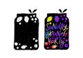 Creative Poster for Sunday Brunch Party. Hand Drawn Fruits and Berries in a Jar. Vector Template Silhouettes